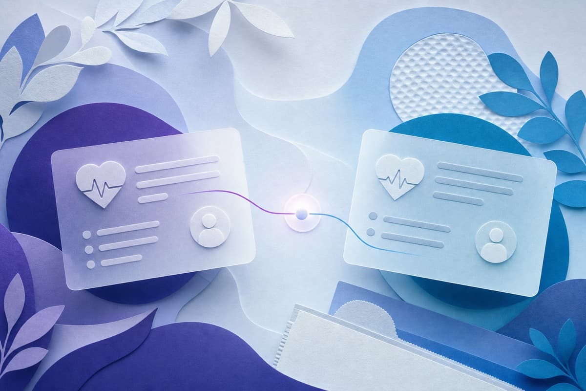 Two care-plan records linked by a single connecting point